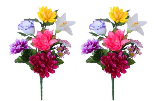 仏花　2本セット (Ｍサイズ　MIX　白) 光触媒造花アートフラワー　仏事 命日 法事 お悔み 仏様のお供え用 
