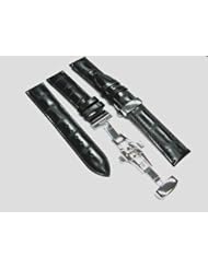 20mm Leather Watch Strap Band Deployment for Iwc Black 2b