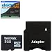 SanDisk 8GB micro Secure Digital High Capacity (microSD HC) Card (8 GB micro SD HC Karte) + ELEKTROWA-SOFTWARE + miniSD Adapter (2in1)