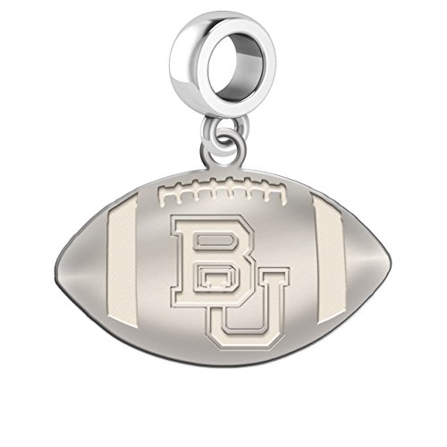 Baylor Bears Sterling Silver Football Cut Out Drop Charm Fits All European Style Charm Bracelets