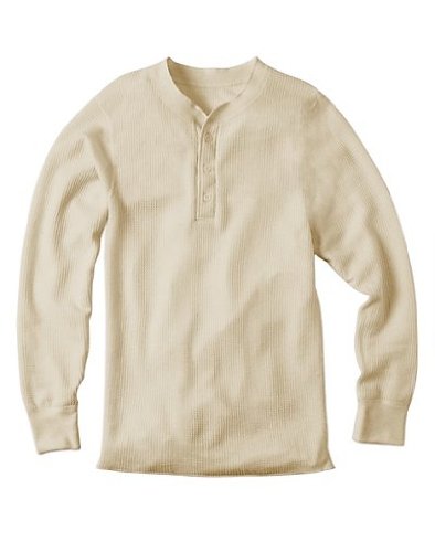 Hanes Mens Thermal Henley, Natural, M