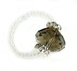 Smoky Diamond Single Band Solitaire Swarovski Crystal Ring