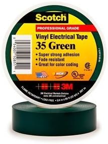 3M Scotch® Vinyl Color Coding Electrical Tape 35, 3/4 in x 66 ft, QTY 2 ROLLS (Green)