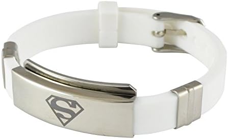 Jade India Men's Stainless Steel Rubber Spiderman Adjustable Bracelet White