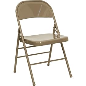 Set of 4 Triple Braced and Double Hinged Beige Metal HERCULES&trade; Folding Chair... by Furniture Crew