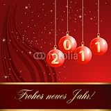 Wallmonkeys Peel and Stick Wall Decals - Weihnachtskugeln 2011 - Frohes Neues Jahr! - Removable Graphic