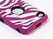 ULAK Combo Black Hard PC and Hot Pink Zebra Design Soft Silicone Case Cover For iPod Touch 4 4th