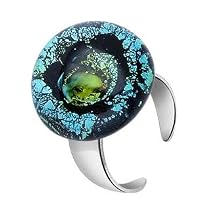Akuamarina Ring aus Muranoglas und Sterling Silber blau/gold