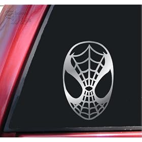 Spiderman Face Spidey Mask Vinyl Decal Sticker - Shiny Chrome