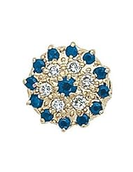 14 Karat Gold Slide with Sapphire center and Diamond and Sapphire accents GS055-S-D-S
