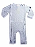 Little Mish Baby - Newborn Baby Girls Coverall, Blue and White Striped