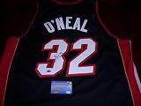 Autographed Shaquille O'Neal Jersey - Oneal Miami Heat hof Mounted Memories coa - Autographed NBA Jerseys