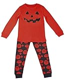 (スーパーモダン)Super Modernキッズ ハロウィン衣装 男の子 キッズパジャマ女の子長袖　子供ルームウェア　肌着 イベント　ハロウィンカボチャの笑顔　カボチャ図案　2色　2歳-7歳