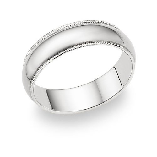 14K White Gold 6mm Milligrain Wedding Band Ring 41sWloPKFOL 14K White Gold 6mm Milligrain Wedding Band Ring