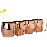 A29&reg; Moscow Mule Solid 100 % Pure Copper Unlined Mug / Cup, Set of 4 (16-Ounce/Set of 4, Smooth)