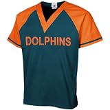 NFL Miami Dolphins Aqua-Coral Raglan Color Block Scrub Top (Small)