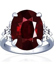 18K White Gold Oval Cut Ruby Three Stone Ring