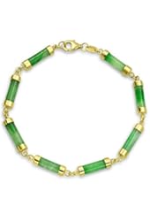 Bling Jewelry Sterling Silver Dyed Green Jade Link Bracelet Gold Plated