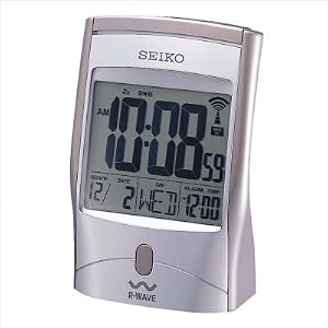 Tall Silver Tone Metallic Atomic Bedside Alarm Clock