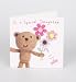 (02540269) Anthony Bear Pompom Flowers Daughter Birthday Card in Miscellaneous
