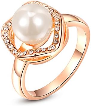 MagicGo Lady's Vogue Alloy Bracelet Rose Gold The Sole Edge Set Auger Pearl Ring