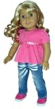 Pink Knit Babydoll Top and Jeans. Fits Dolls Like American Girl Doll and Bitty Baby.