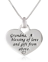 Sterling Silver "Grandma, A Blessing Of Love and Gift From Above" Reversible Heart Pendant Necklace, 18"