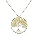 AeraVida Enhanced Yellow-White Citrine Stone Eternal Tree of Life Brass Long Necklace
