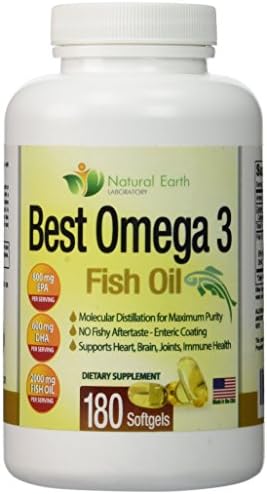 Best Omega 3 Fish Oil Pills 180 Capsules. Pharmaceutical Grade Essential Fatty Acids - Molecularly Distilled Fish Oil Supplements.