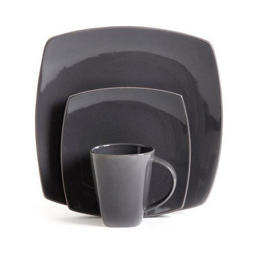 Square Dinnerware Service for 8, Plates Bowls Mugs, 32Piece Set