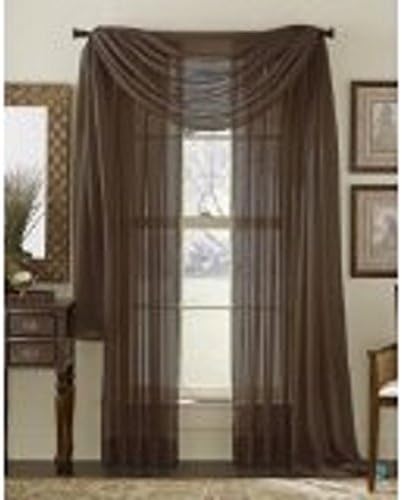 Redbirdlinen 1pc Chocolate Sheer Valance Scarf 216" Long Beautiful Elegant Voile Topper