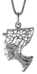 Sterling Silver Queen Nefertiti of Egypt Pendant, 13/16 in. (21mm)