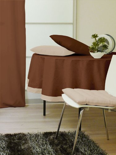 NAPPE ANTI-TACHES RONDE 180 cm ALIX FICELLE CHOCOLAT