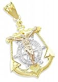14K TRI-COLOR GOLD ANCHOR JESUS CRUCIFIX CHARM PENDANT