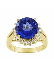 14K Yellow Gold Tanzanite and Diamond Ring -- LIFETIME WARRANTY