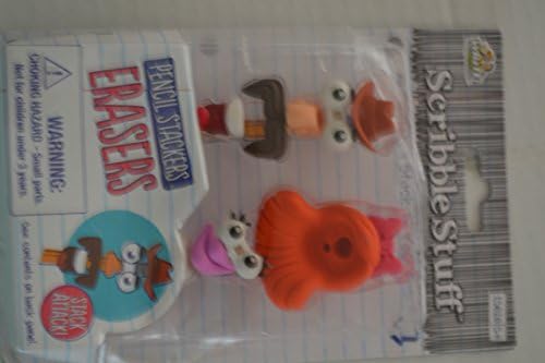 Back to School Bundle of 6 Items Includes Pencil Case Pouch, 8 #2 Pencils, 1 Pack 2 Face Stackers Erasers, 2 Pack of Pens, LED Flashing Sticker