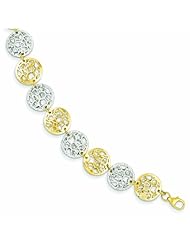 Genuine 14K Two-Tone Polished & Diamond Cut Circle Bracelet 7 Inches 7 Grams Of Gold 100% Satisfaction Guaranteed.
