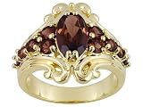 2.85CTW GARNET SCROLL DESIGN 18KT OVER STERLING SILVER RING