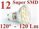 12 SMD LED Strahler GU10 120° Warm Weiss Spot Leuchtmittel GU-10 230V Hochvolt Warmweiß