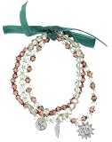 SilverEco Set of 3 - Green + Brown Crystal Bracelets with Earth Charms