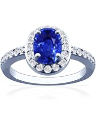 14K White Gold Cushion Cut Blue Sapphire Ring With Sidestones (GIA Certificate)