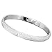 Pop Fashion Silvertone Circle Bangle Bracelet with Shiny Texture and Jewelry Gift Box