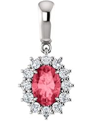 10K White Gold 7.00x5.00mm Oval Cut Pink Spinel and Diamond Pendant -- LIFETIME WARRANTY