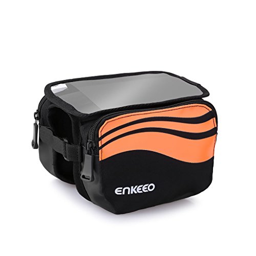 Enkeeo front tube bike bag with cell phone top case pou…
