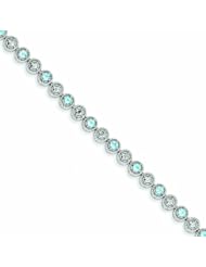 Genuine .925 Sterling Silver Blue Topaz Diamond Bracelet 6.3 Grams . 100% Satisfaction Guaranteed.