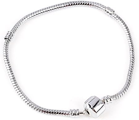 8"/20CM White Gold Polished Fit European Beads Charm Bracelet Snake Chain Silver