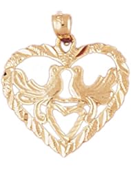 Dazzlers Solid 14k Gold Lovebirds In Heart Charm Pendant Available in three colors from jewelsberry (weights: 1.7 grams only)