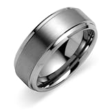Beveled edge Brush finish 9mm Comfort Fit Mens Tungsten Carbide Wedding Band Ring Size 11