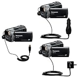 Deluxe Kit for the Panasonic SDR-T50 Video Camera includes a USB cable with Car and Wall Charger - uses Gomadic TipExchange Technology
