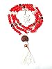 Yoga Prayer Mala Beads Rudraksha Coral Hanuman Pendant Yoga Japamala